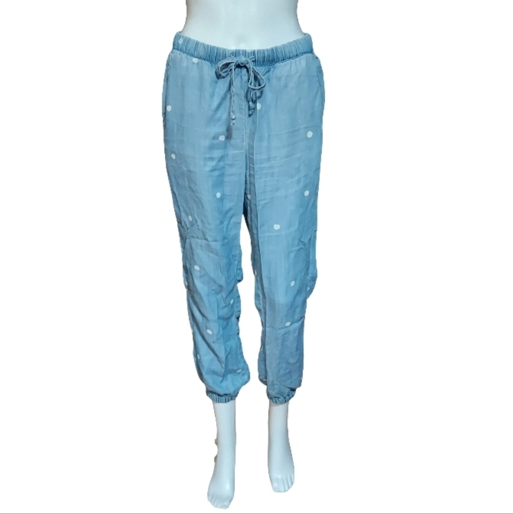 Anthropologie Cloth & Stone Dotted Chambray Joggers
